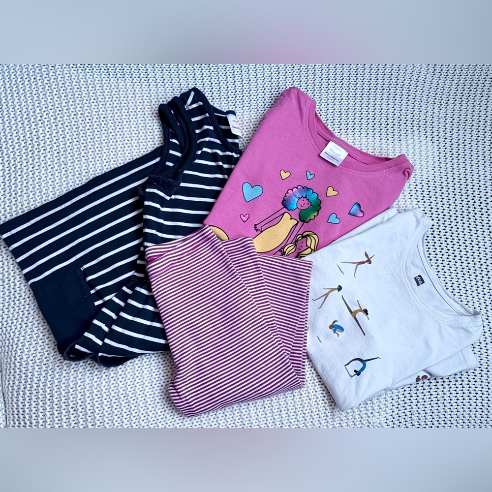 Hanna Andersson + Tea Collection girls bundle dress, t-shirts, leggings